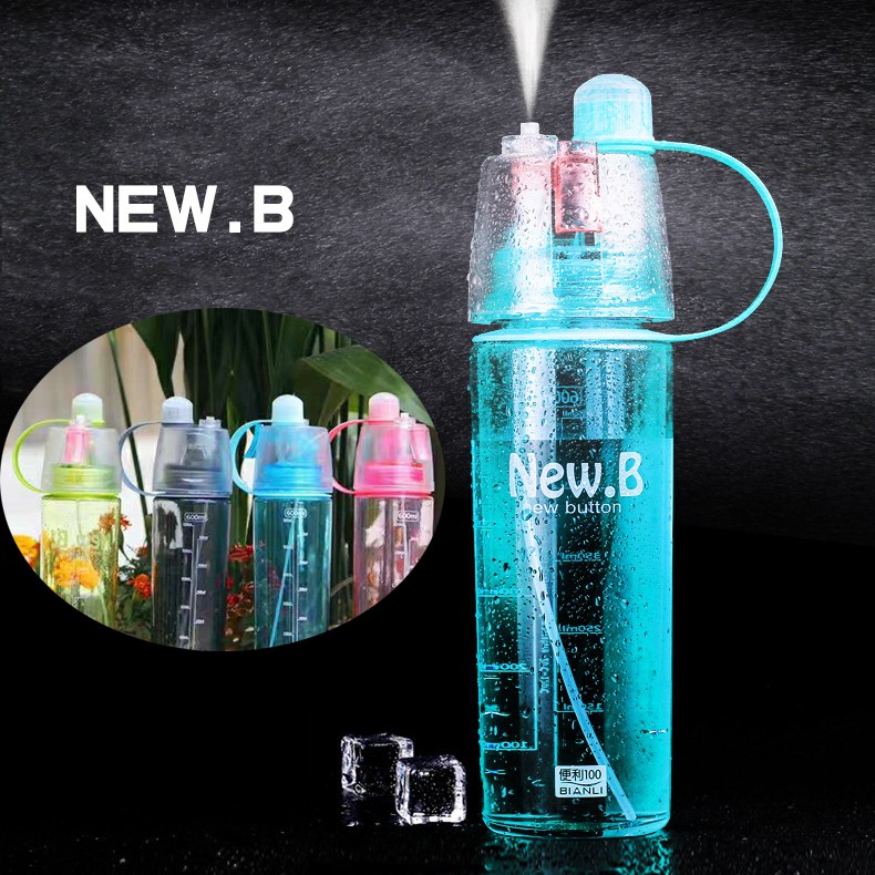 HCM - Bình nước nhựa thể thao NewB 600ml có vòi xịt phun nước