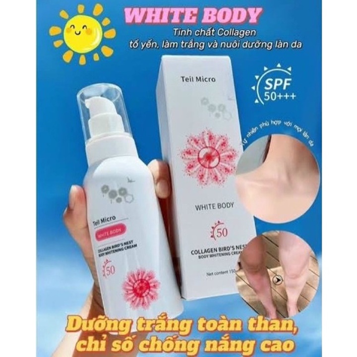 [Sỉ-Rẻ] Kem Body Collagen Tổ Yến Teil Micro White Body 150g Có Chống Nắng Makeup da – HUKB764 [Lẻ-Sỉ]