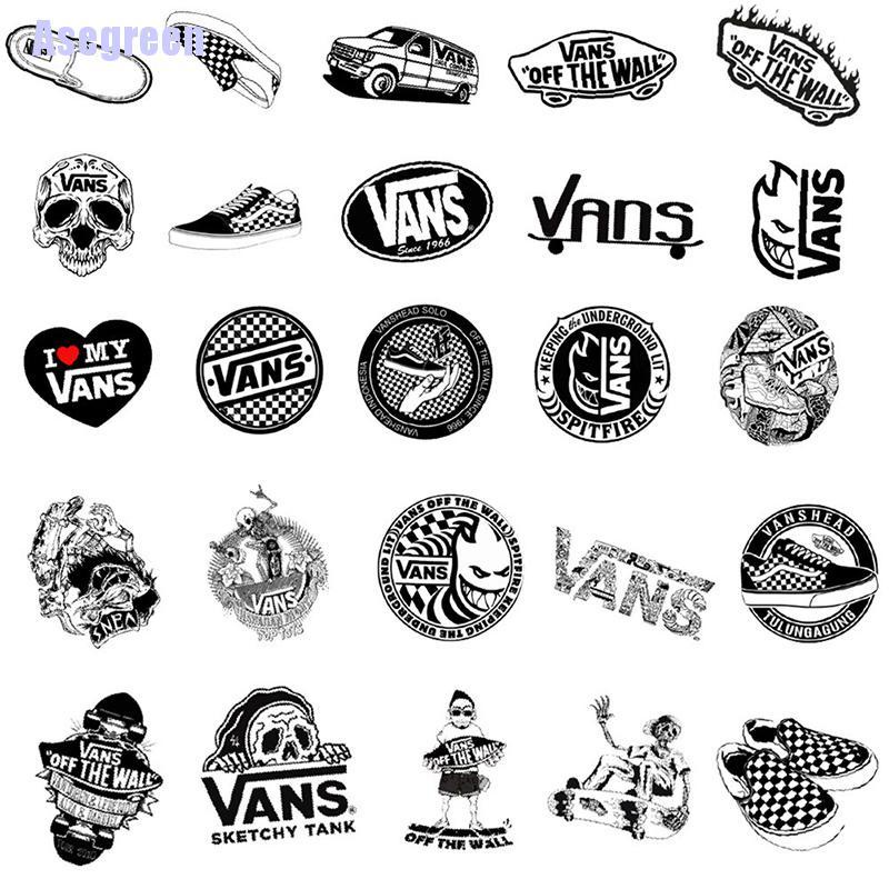 Set 50 Hình Dán Trang Trí Họa Tiết graffiti Trắng Đen Cá Tính