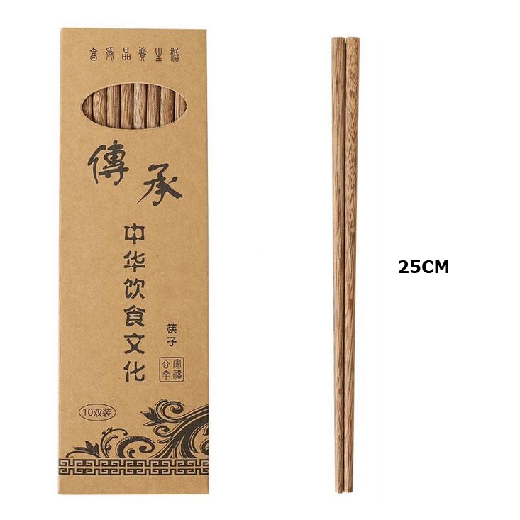 Set 10 đôi đũa gỗ không sơn màu