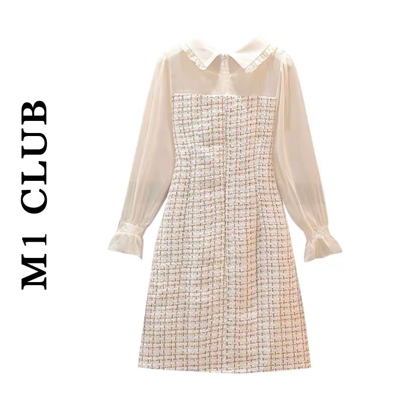 Váy dạ phối cổ tay lụa
