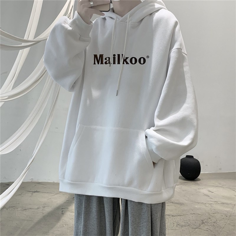 Áo hoodie tay dài dáng rộng in chữ thiết kế đơn giản thời trang xuân thu cho nam