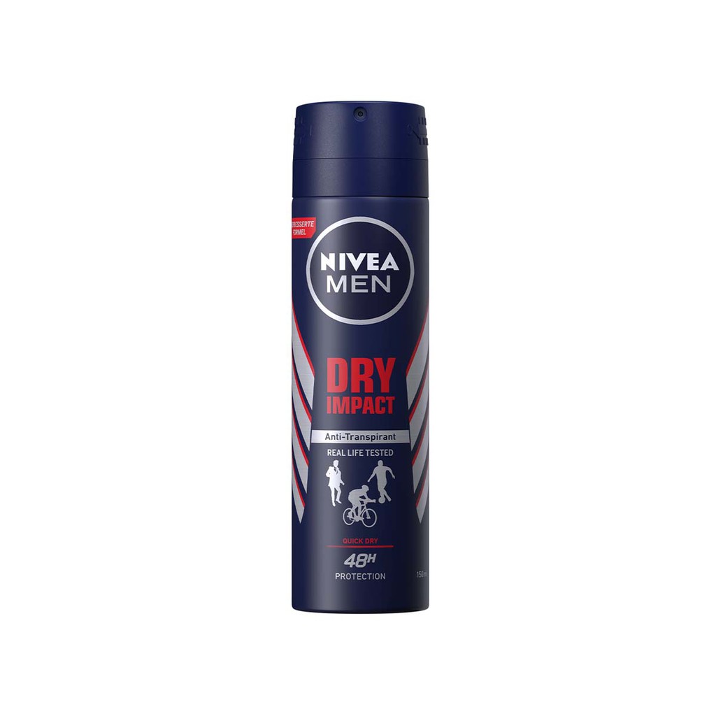Xịt Khử Mùi Cho Nam Khô Thoáng Nivea Men Dry Impact Plus 48H 150ml (Chai)