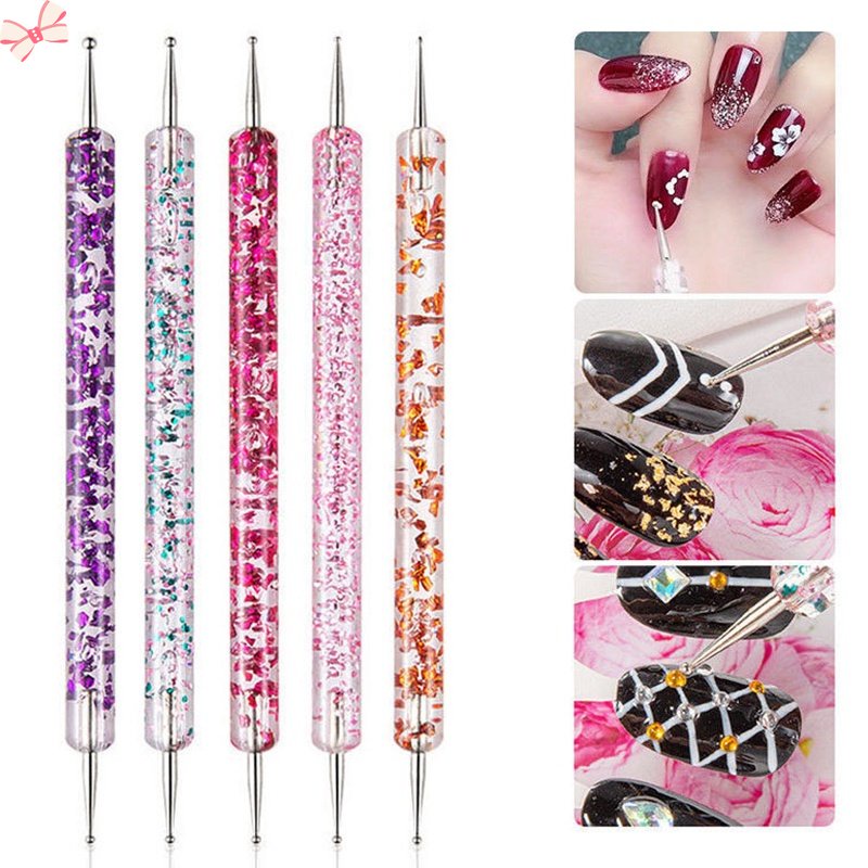 Set 5 Bút Hai Đầu Đính Đá Trang Trí Móng Nghệ Thuật