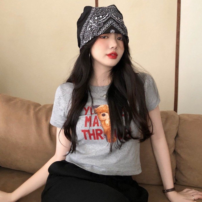 Áo Croptop In Hình Gấu Hoạt Hình Phong Cách Hàn Quốc Cho Nữ | BigBuy360 - bigbuy360.vn