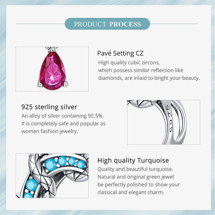 Hạt xâu BAMOER bạc 925 hình rắn tự làm vòng đeo tay