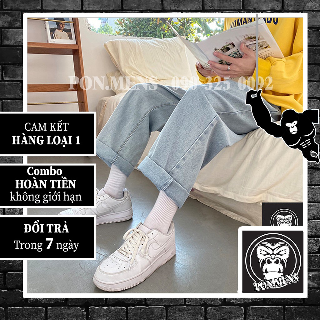 Quần jean baggy nam nữ ống suông rộng màu xanh ghi nhạt 2021 927m | BigBuy360 - bigbuy360.vn