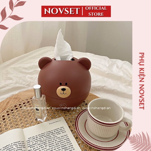 Hộp đựng giấy ăn hình gấu NOVSET Hộp để giấy ăn mẫu mới có chọn màu