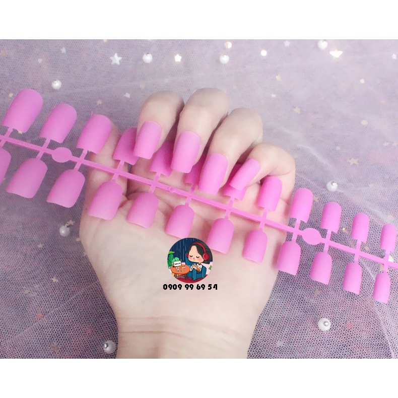 [ 722 - 18 HỒNG SEN ] Móng Giả Phom VUÔNG DÀI - SƠN MỊN [Tặng Miếng Dán Và Dụng Cụ] Lẻ