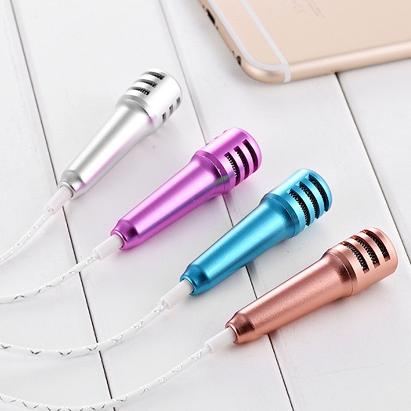 Micro Hát Karaoke Mini 2 Trong 1 Giắc Cắm 3.5mm Với Tai Nghe 3.5mm Dành Cho Điện Thoại / Máy Tính