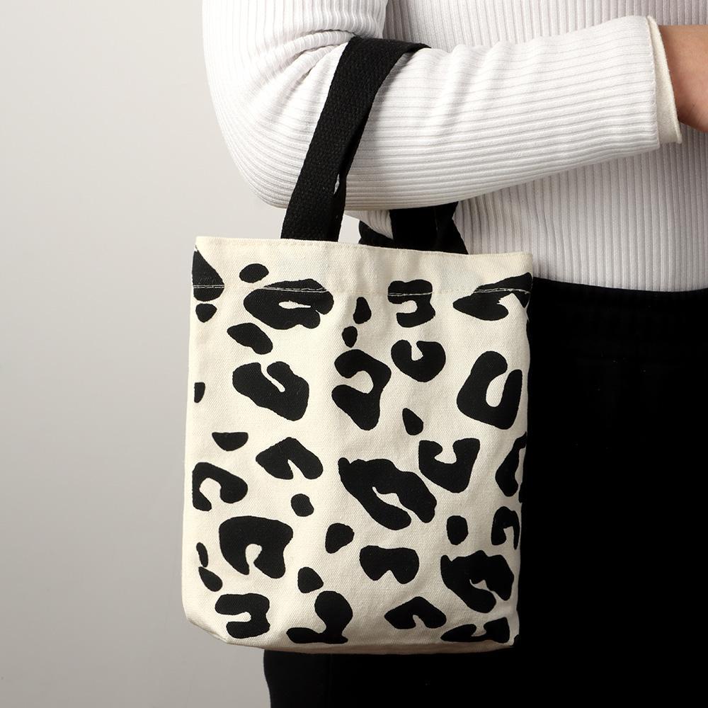 Daphne Túi vải Dáng Vuông Họa Tiết Da Báo Phong Cách Hàn Quốc