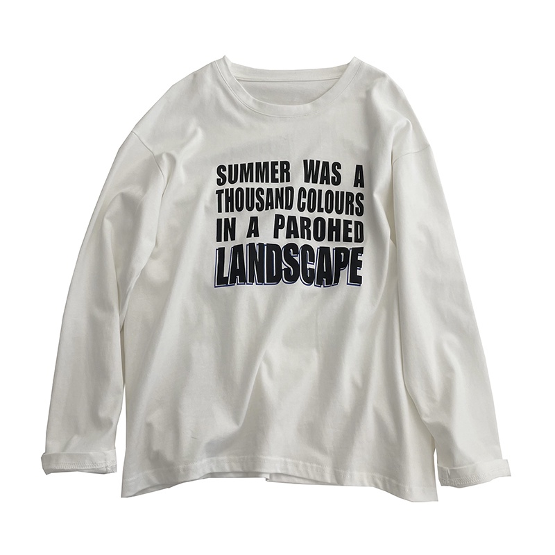 Áo Thun Tay Dài Dáng Rộng In Chữ Thời Trang Mùa Thu Cho Nữ