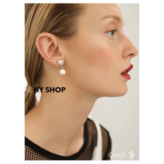 bông tai 2 viên hạt tròn đính kim