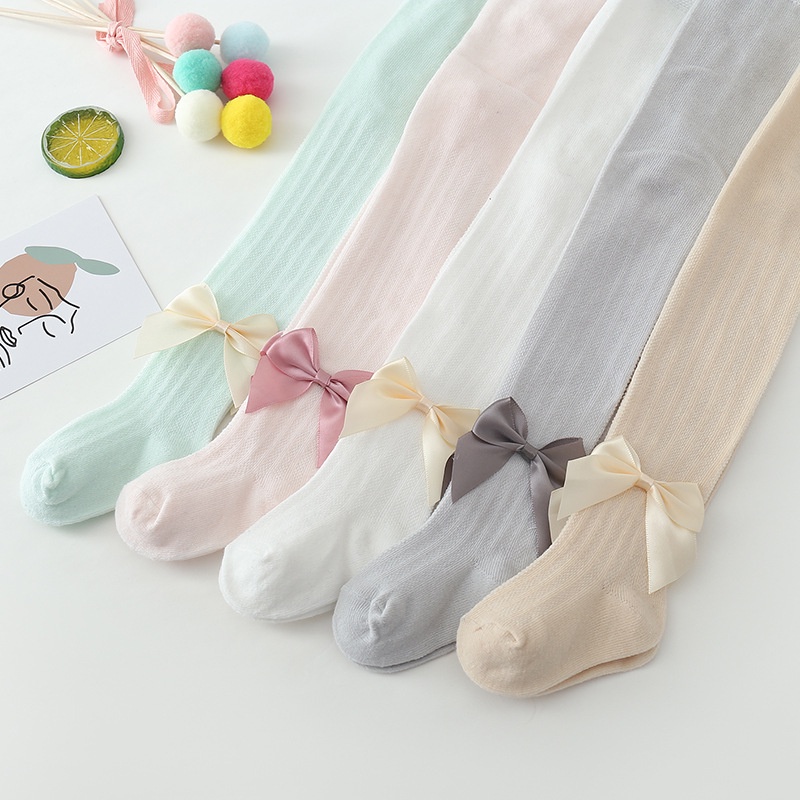 Quần Tất Lưới Cotton Mềm Mại Thoáng Khí Đính Nơ Chống Muỗi Mùa Hè Cho Bé Gái