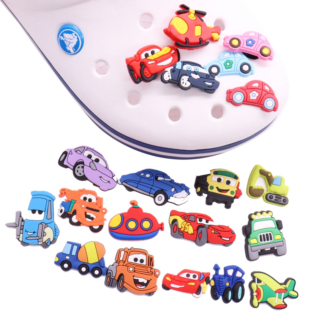 Dễ thương máy xúc thuyền jibits crocs xe máy jibbits charm pin xe cứu thương giày bùa máy bay trực thăng ô tô jibitz crocks cho phụ nữ giày phụ kiện trang trí
