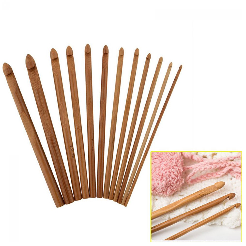 Set 12 kim móc len bằng tre chuyên dụng 3-10mm