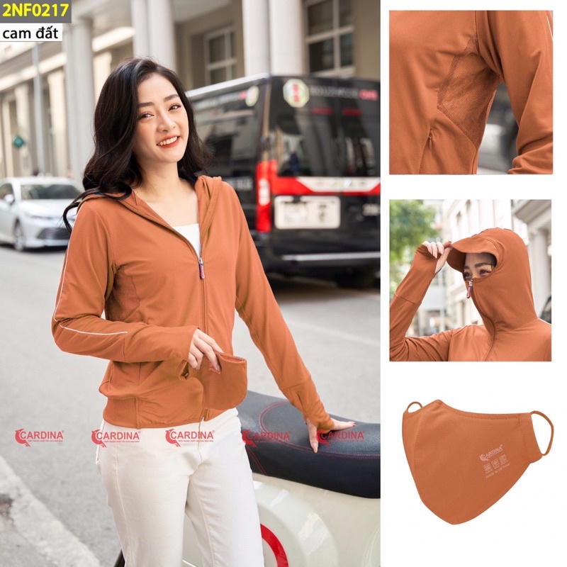 Áo chống nắng nữ 2 lớp Cardina chất thun lạnh Nhật cao cấp có lưới tản nhiệt viền thể thao chống tia.