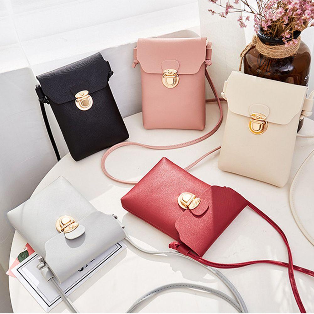 JUNE Túi Đeo Vai Mini Bằng Da PU Màu Trơn Thời Trang Tiện Dụng Mang Theo Du Lịch Ốp