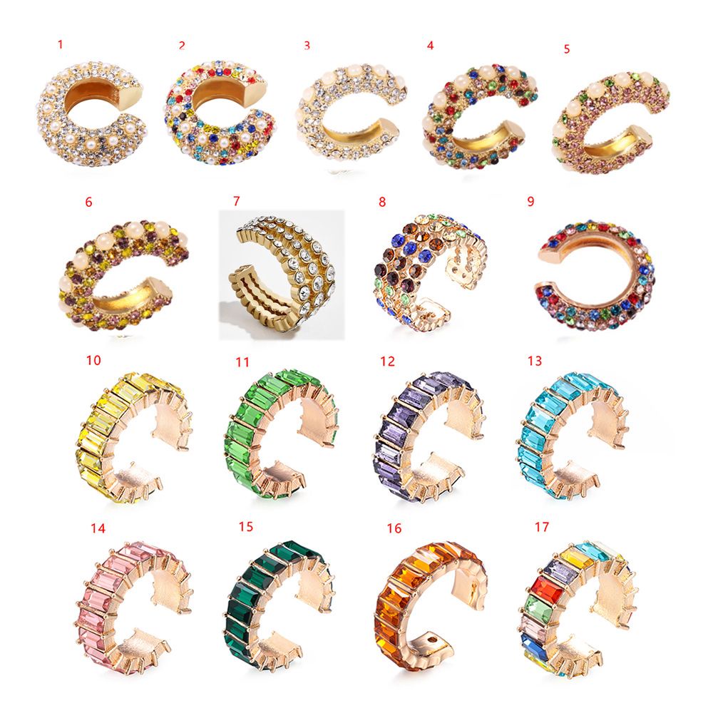 Khuyên vành tai dáng chữ C đính đá zirconia không xỏ lỗ thời trang cho nữ