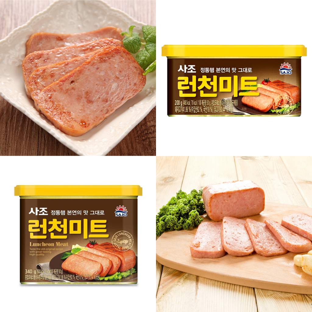 Thịt hộp Sajo Luncheon Meat &amp; Ansimpam nội địa Hàn Quốc 200 &amp; 340g