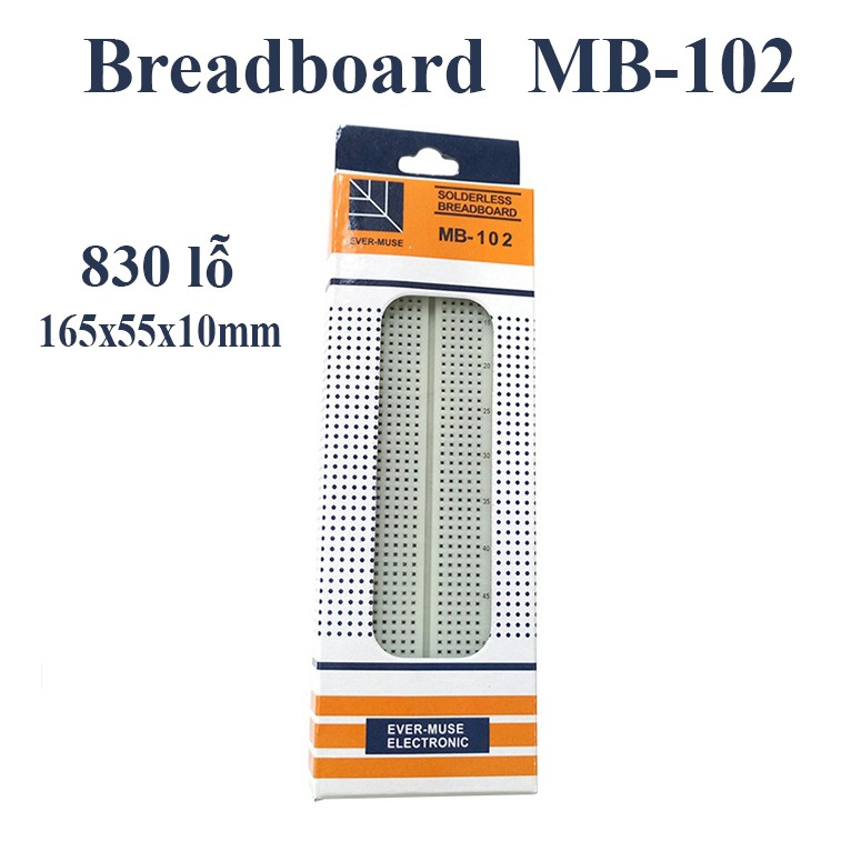 Breadboard MB-102 830 Lỗ 165x55x10mm (Board test, cắm linh kiện )