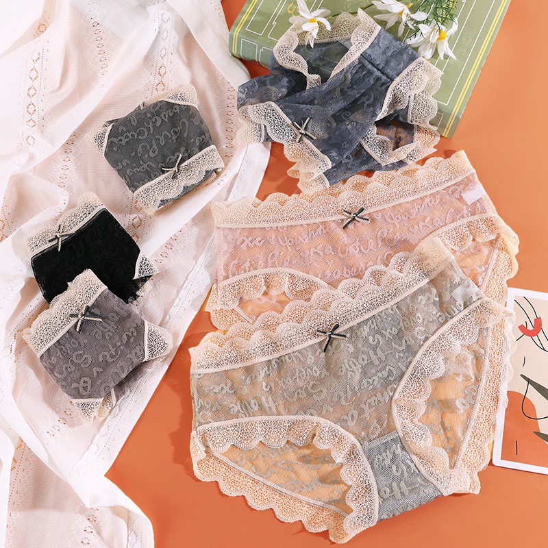 Quần Lót Nữ Ren Gấm Sexy phối viền ren gợn sóng quyến rũ tôn dáng sexy mẫu A43