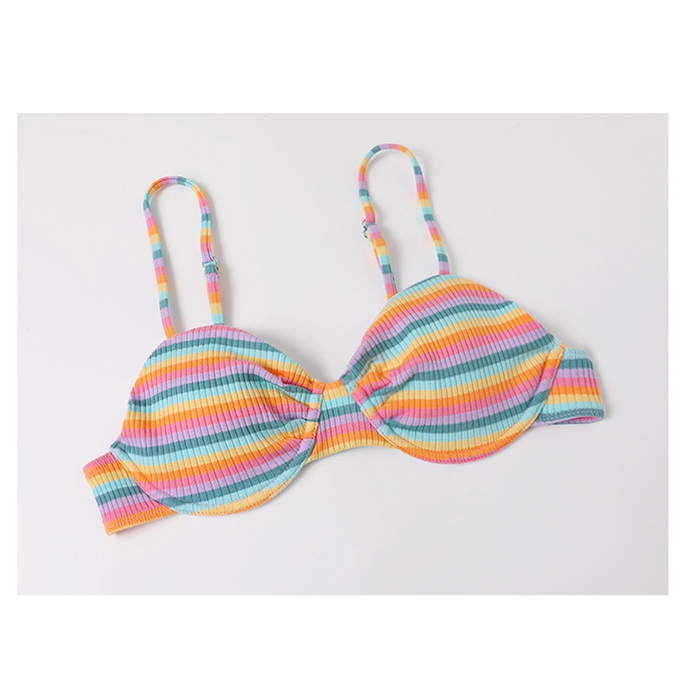 Bộ Đồ Bơi Ba Mảnh Họa Tiết Kẻ Sọc Màu Sắc Phong Cách Nhật Bản Thời Trang Quyến Rũ Cho Nữ