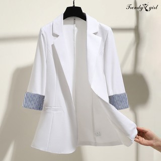 Áo Khoác Blazer Tay 3 / 4 Hoạ Tiết Kẻ Sọc Thời Trang Công Sở