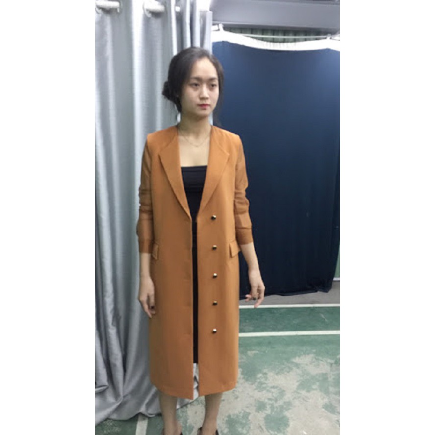 Áo khoác dáng dài, tay phối lưới Emspo AGL0043 (Đen, Nâu)