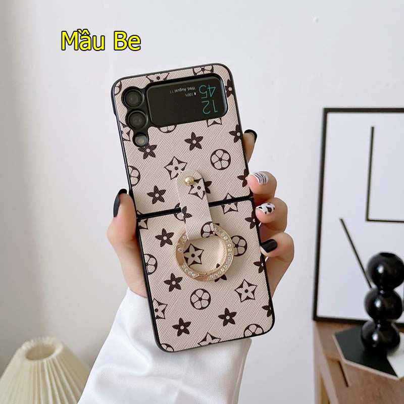 Ốp da samsung Z Flip 4 sang trọng vòng đính đá