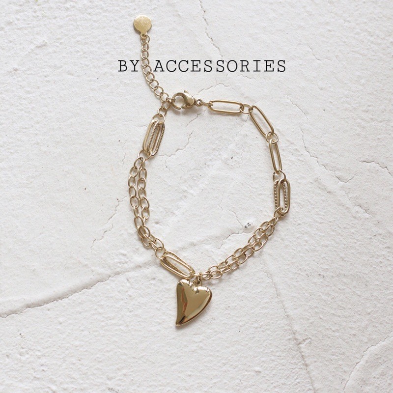 Lắc tay titan Ling Ling heart trái tim không gỉ