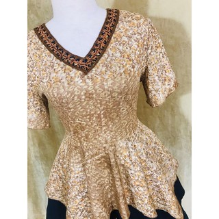 Áo Peplum cổ tim A-114