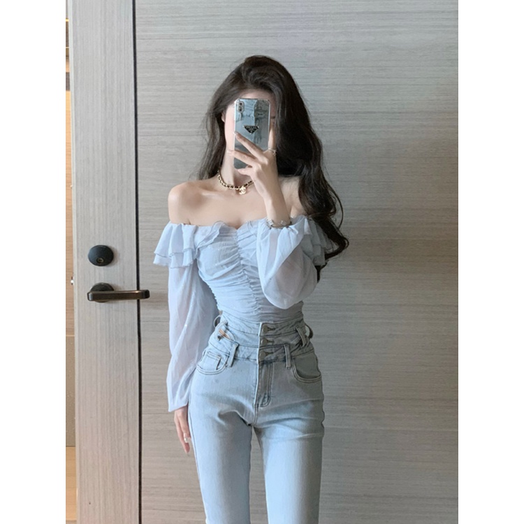 Áo Voan Trễ Vai Dáng Ôm Thời Trang Dành Cho Nữ