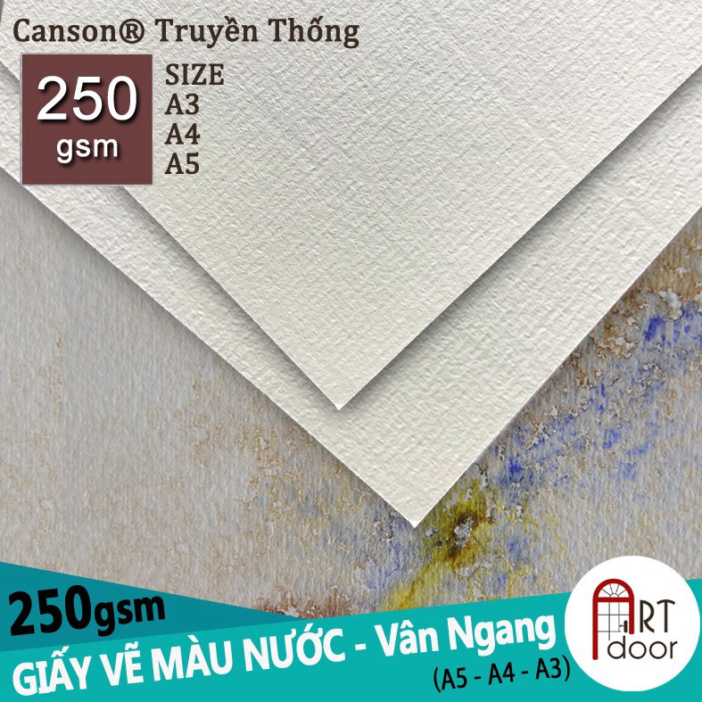 [G02] [ARTDOOR] Giấy vẽ màu nước Canson TRUYỀN THỐNG 250gsm(Vân Ngang, Dày) S024