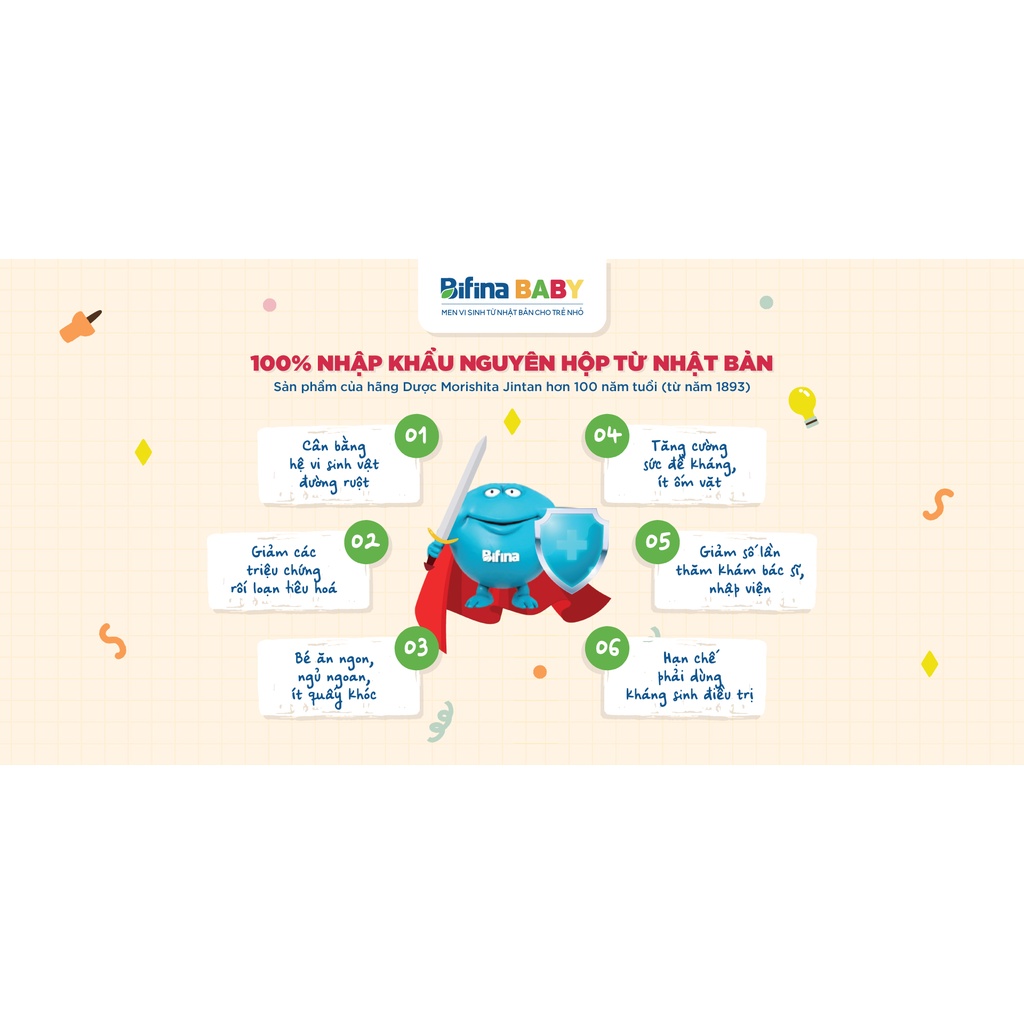 Men vi sinh Bifina Baby Nhật Bản - Lợi khẩn chiến binh cho trẻ sơ sinh Viêm da cơ địa, chàm sữa, dị ứng....
