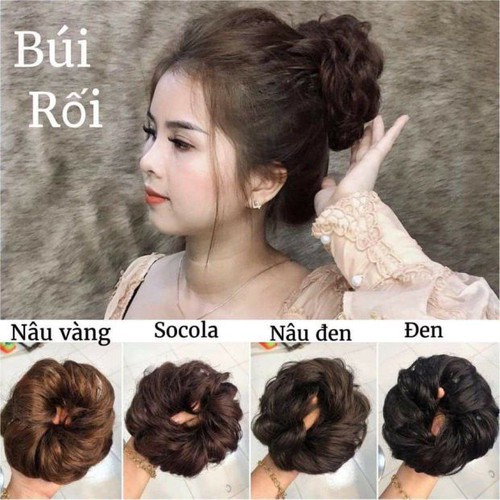 tóc búi cột xoăn hàng đẹp handmade