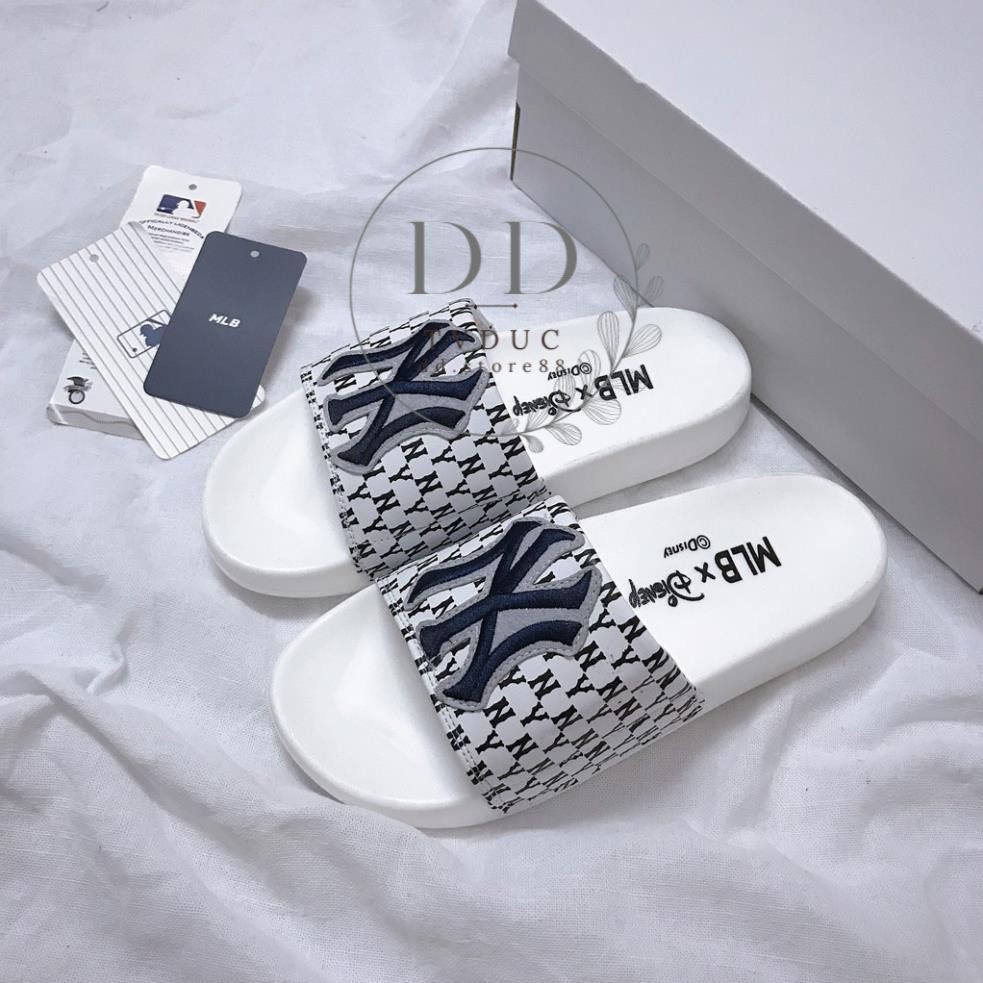 Dép M.L.B Unisex NY Chữ Thêu Sắc Nét,Quai Ngang Dày Dặn, Đế êm HOT 2021