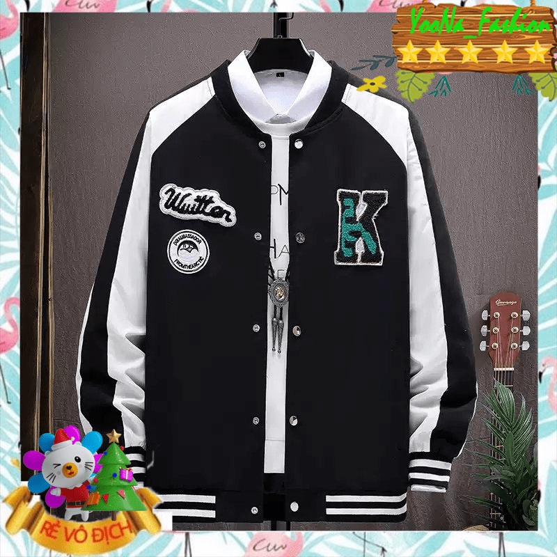 Áo Khoác Bomber Chất Nỉ Ngoại Cao Cấp Dày Dặn Kiểu Dáng Hàn Quốc Phối Thêu Logo Chữ K Lớn Cá Tính U12 [DUBAI_STORE]
