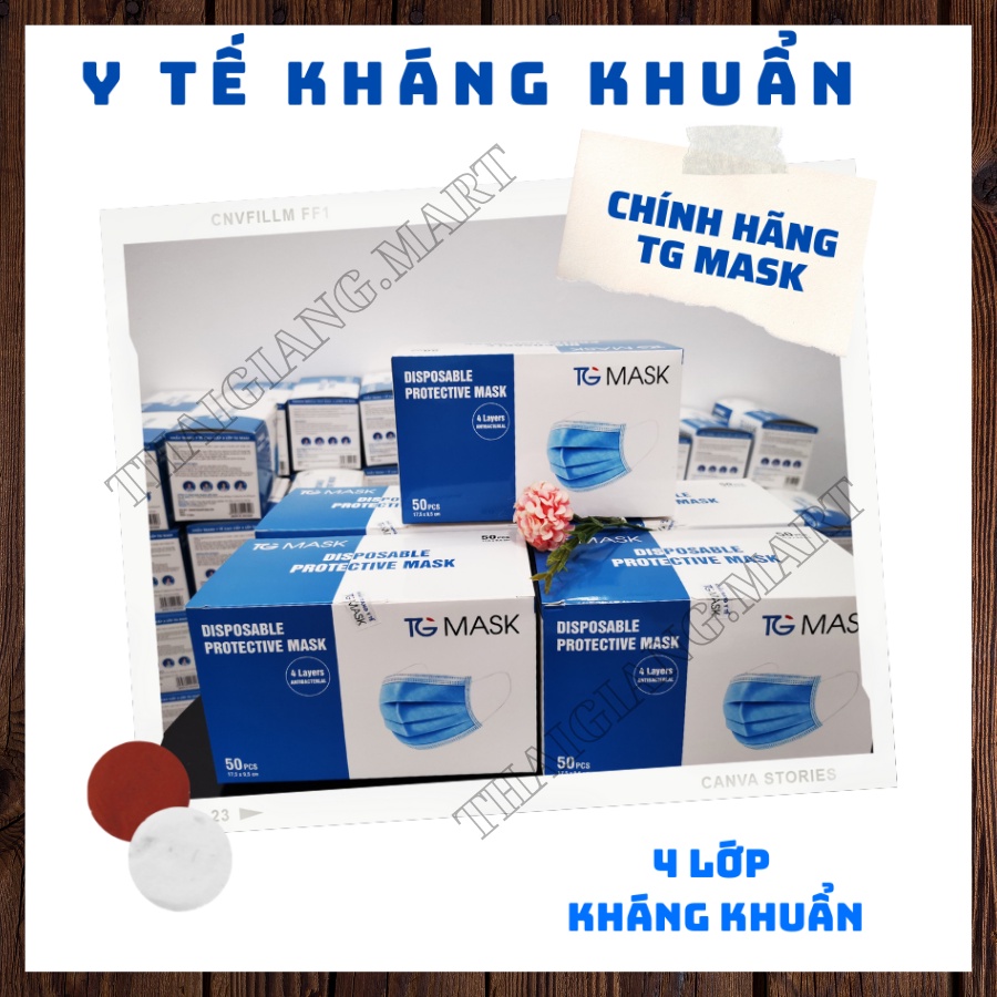 Khẩu trang y tế kháng khuẩn hộp 50 cái chính hãng TG Mask