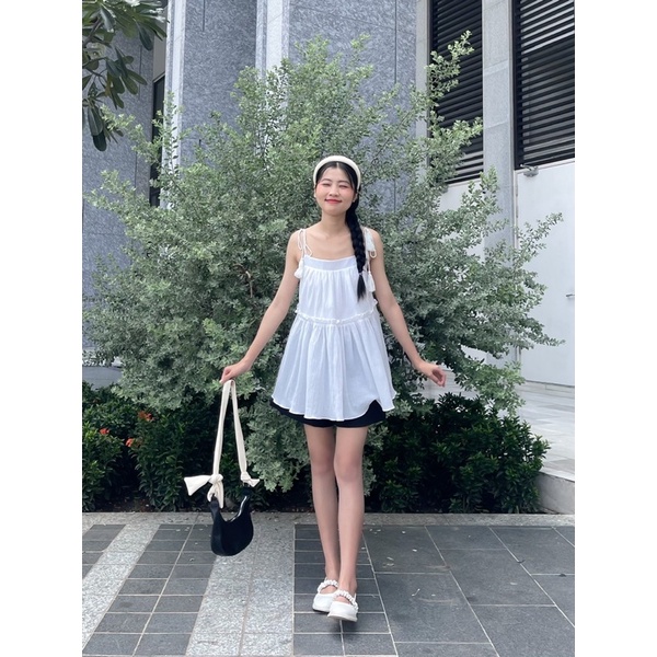 Áo Babydoll Dây Cột Vai Xinh Xắn 2 Màu