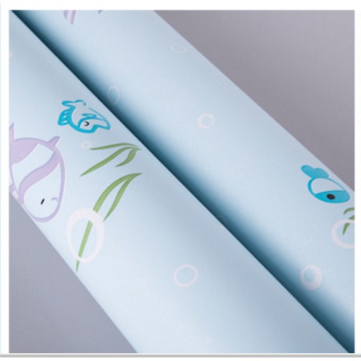 Decal giấy dán tường cá xinh màu xanh dương (khổ rông 0.45m)