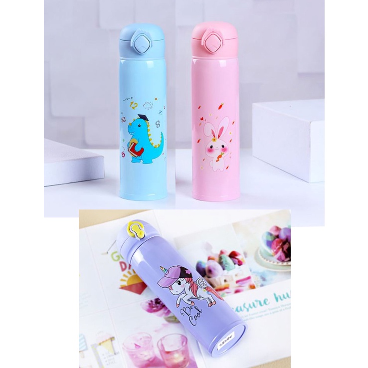 Bình giữ nhiệt hoạt hình khủng long thỏ hồng pony chất liệu inox 304 tốt