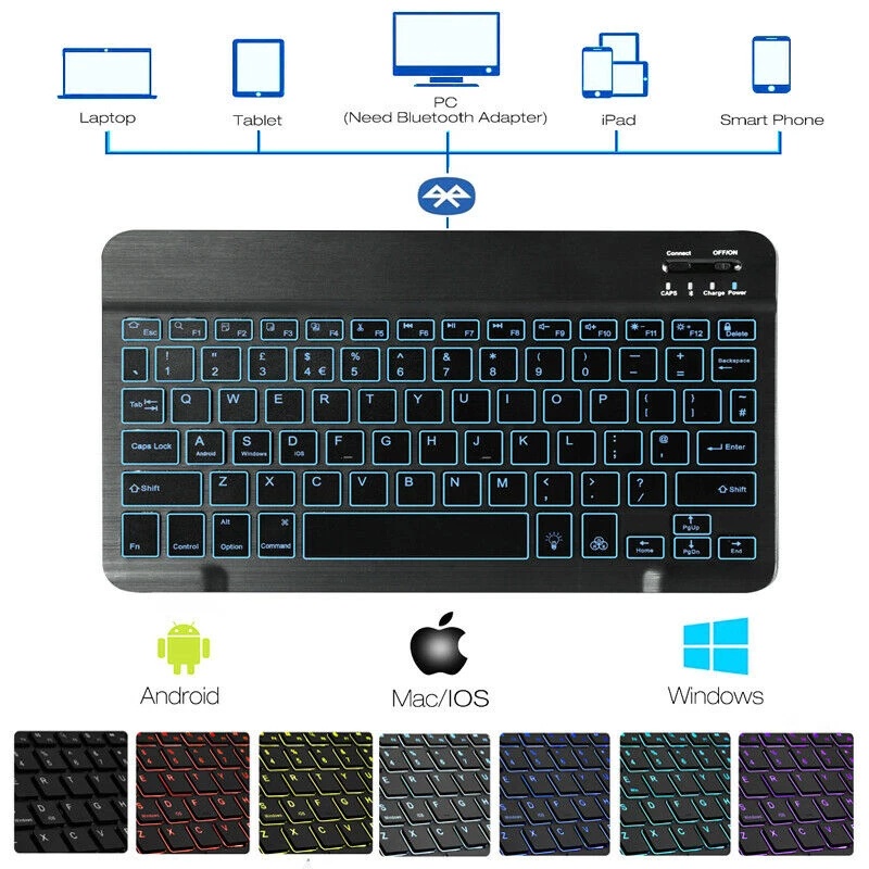 Bàn Phím Bluetooth Không Dây 10 Inch Có Đèn LED Cho Lenovo Xiaoxin Pad 2022 10.6 11 11.5 12 M10 Plus 3rd 2nd 10.3 M10 HD 2nd M10 FHD Tab P11 Plus P12