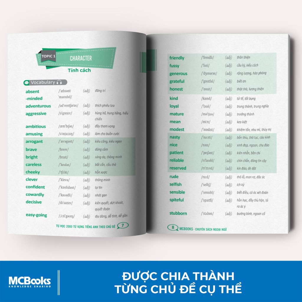 Sách Mcbooks - Tự Học 2000 Từ Vựng Tiếng Anh Theo Chủ Đề - Phiên Bản Khổ Nhỏ Dành Cho Người Học Căn Bản