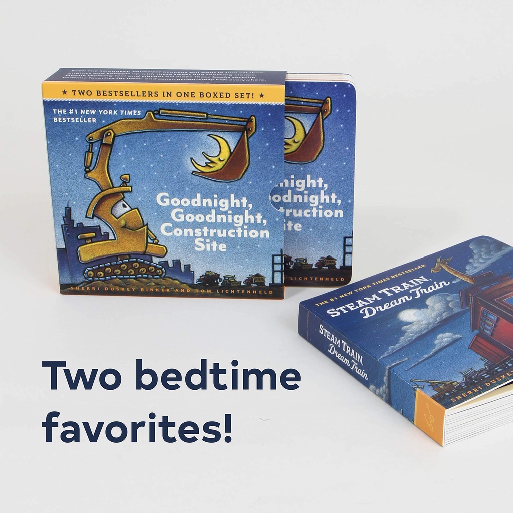 Sách - Anh: Goodnight, Goodnight, Construction Site and Steam Train, Dream Train Board Books Boxed Set