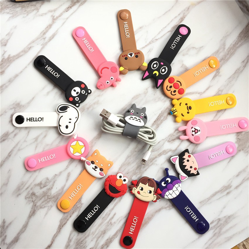 Silicone BTS BT21 Tai nghe cáp tổ chức quấn Clip dây dây Winder snoopy Phụ kiện điện thoại