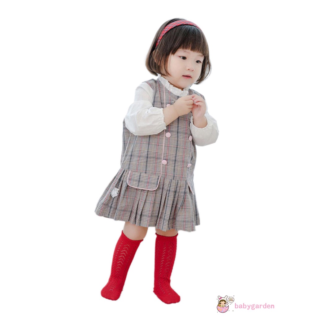 BABYGARDEN-Baby Girls Fashion Socks Hollow Out Knee-high Socks Comfortable Solid Color Socks