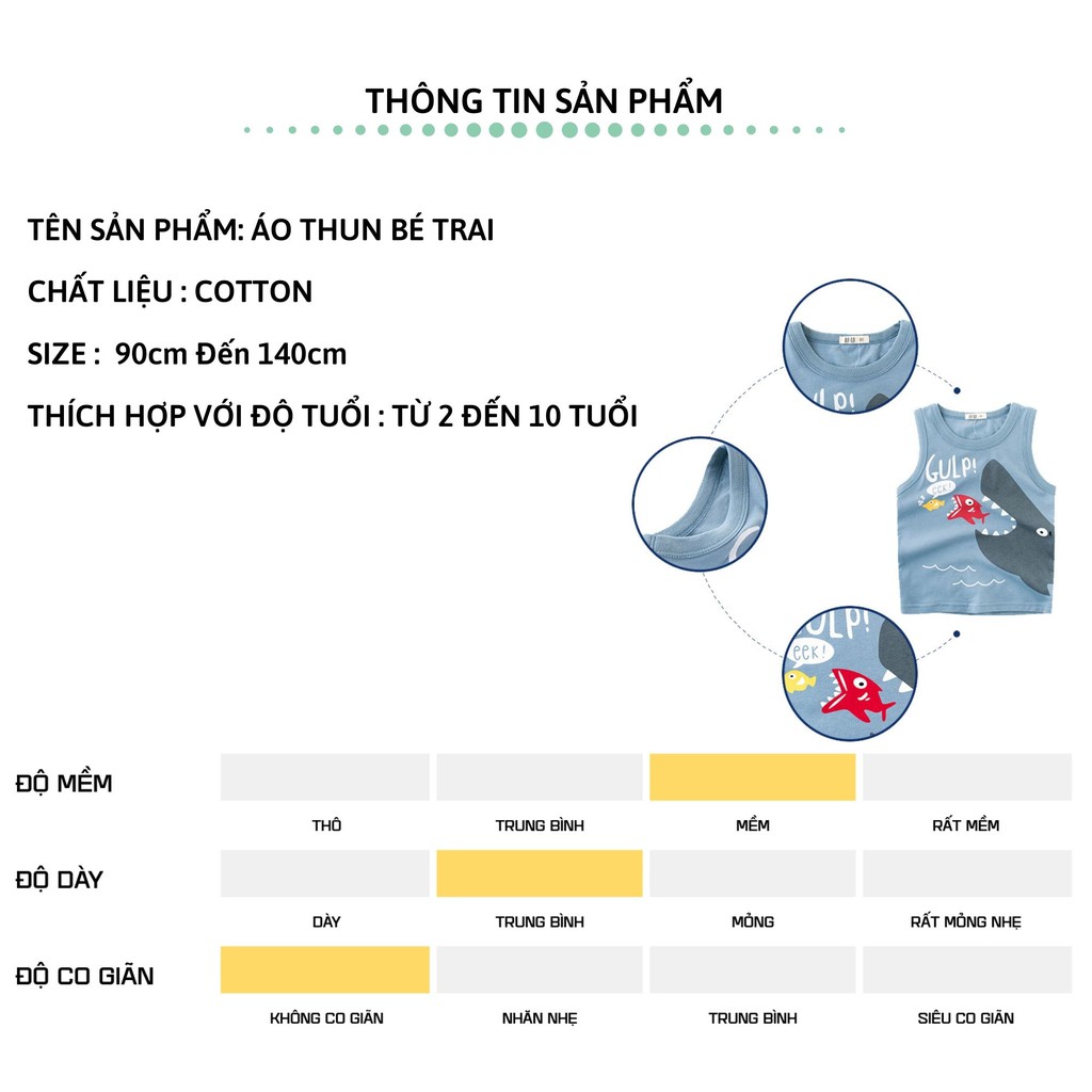 Áo ba lỗ bé trai 27Kids áo 3 lỗ sát nách cho bé in hình mùa hè vui vẻ S109