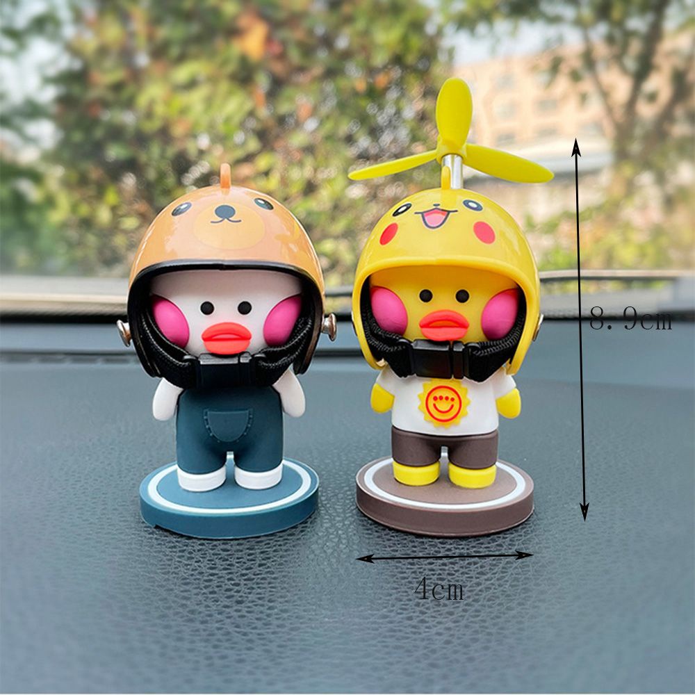 Mô hình chú vịt đội mũ bảo hiểm có chong chóng tre đáng yêu dành cho trang trí nhiều mẫu tùy chọn