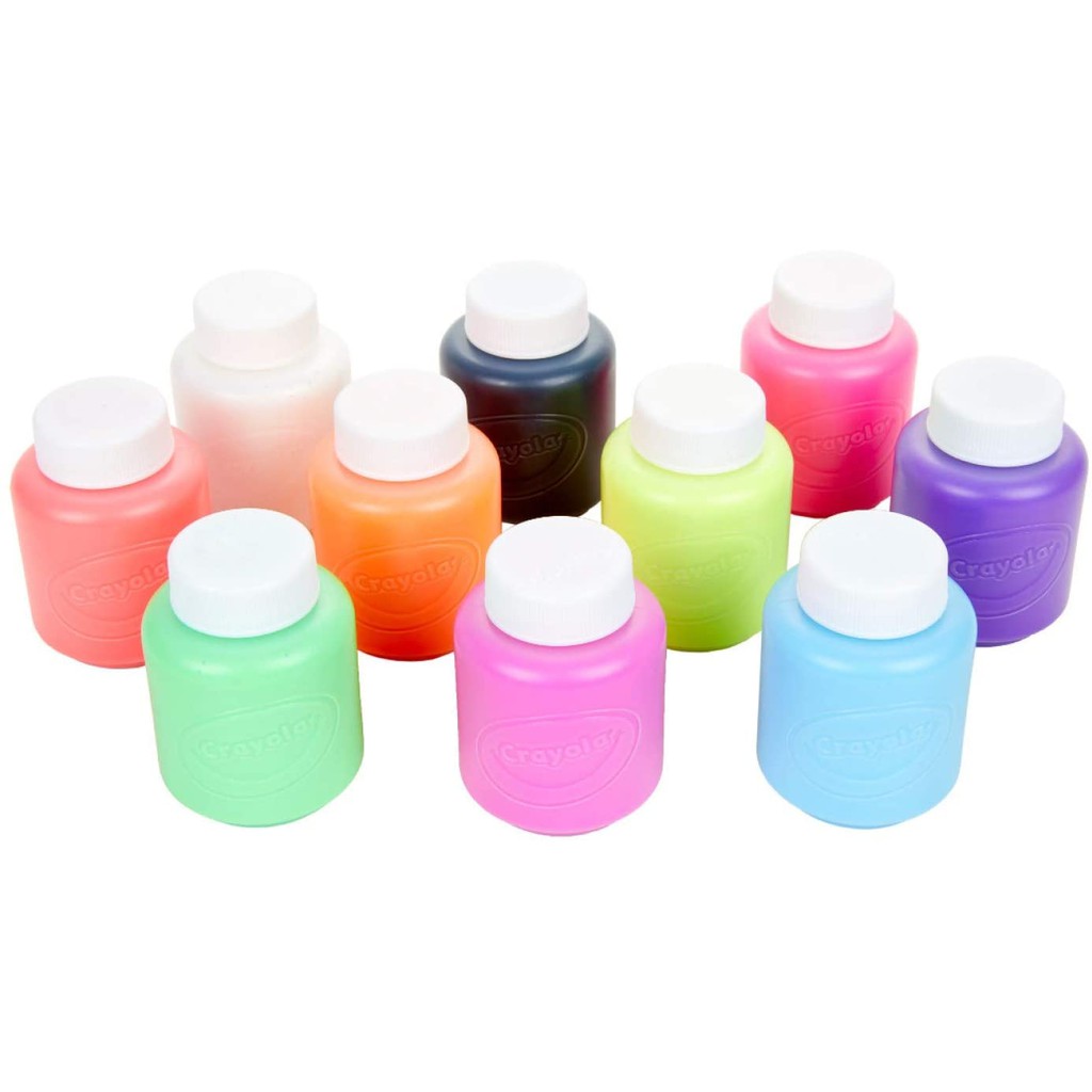 Bộ 10 hũ sơn 59ml Crayola Dễ tẩy rửa Màu Neon, Project Paint - 542390